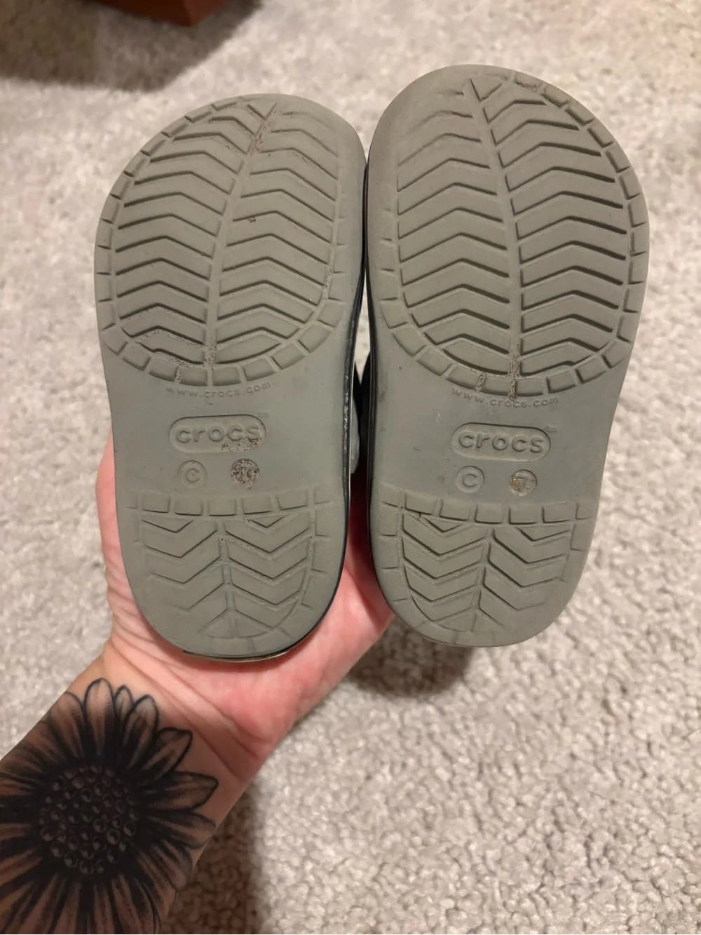 CROCS Kids Olive Gray Slip-On Clogs